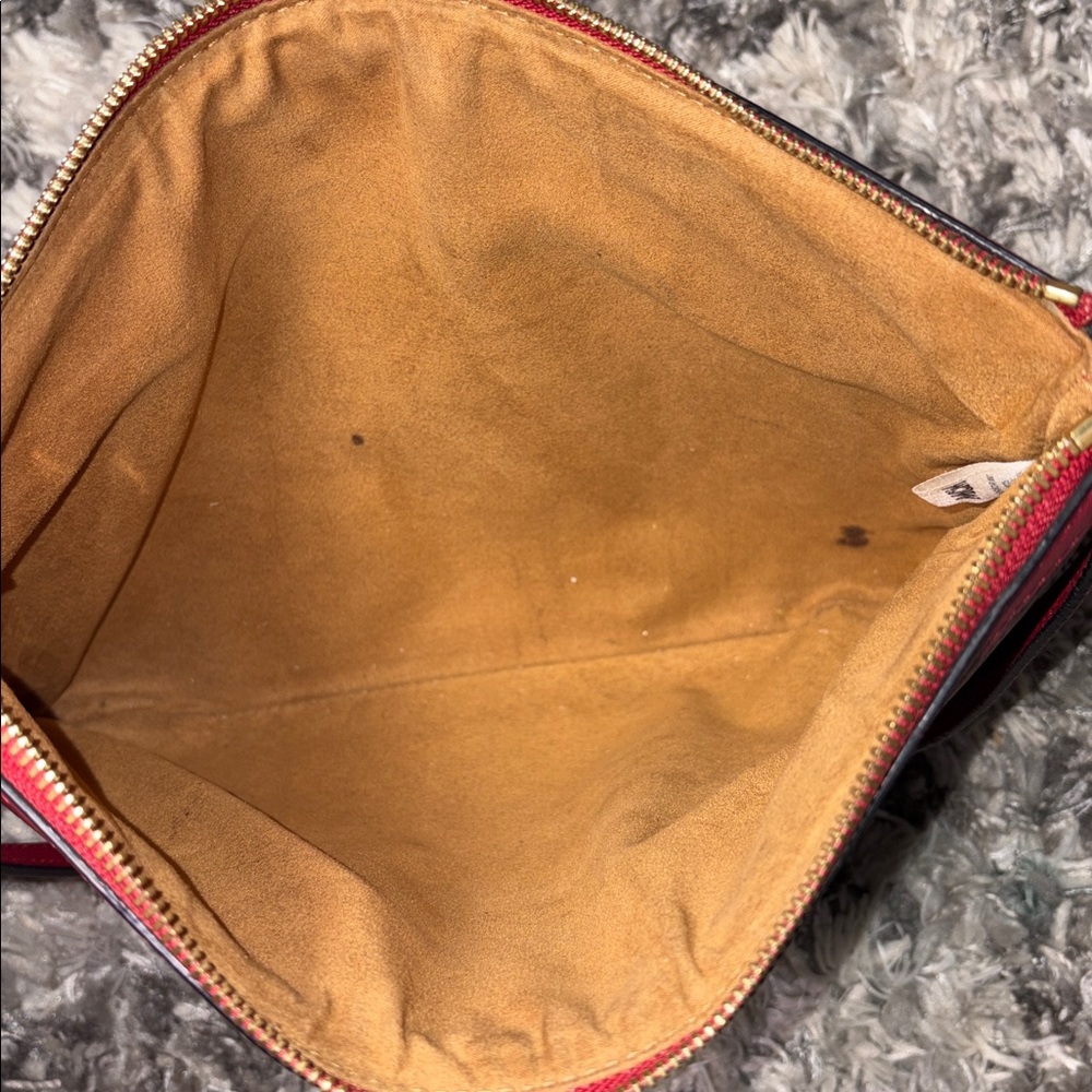 MCM Red Leather Logo-Print Wristlet - Picture 5 of 7